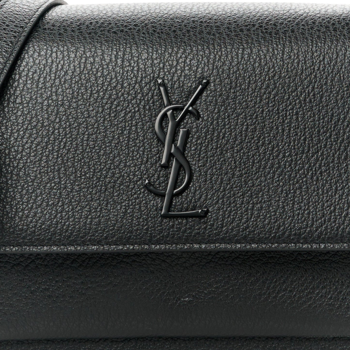 Grained Calfskin Medium Monogram Sunset Satchel Black