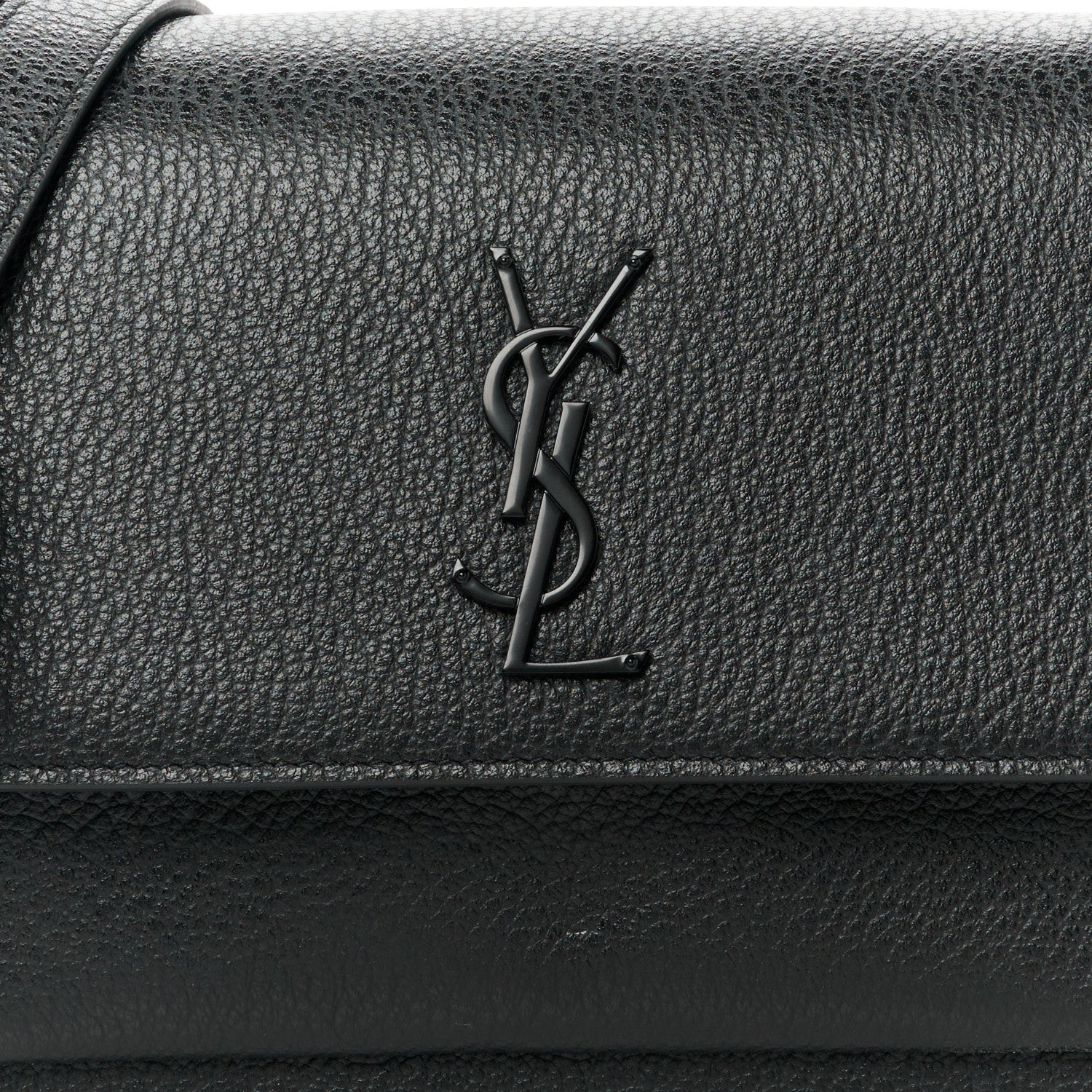 Saint Laurent Grained Calfskin Medium Monogram Sunset Satchel Black 9 of 11