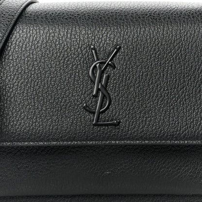 Saint Laurent Grained Calfskin Medium Monogram Sunset Satchel Black 9 of 11