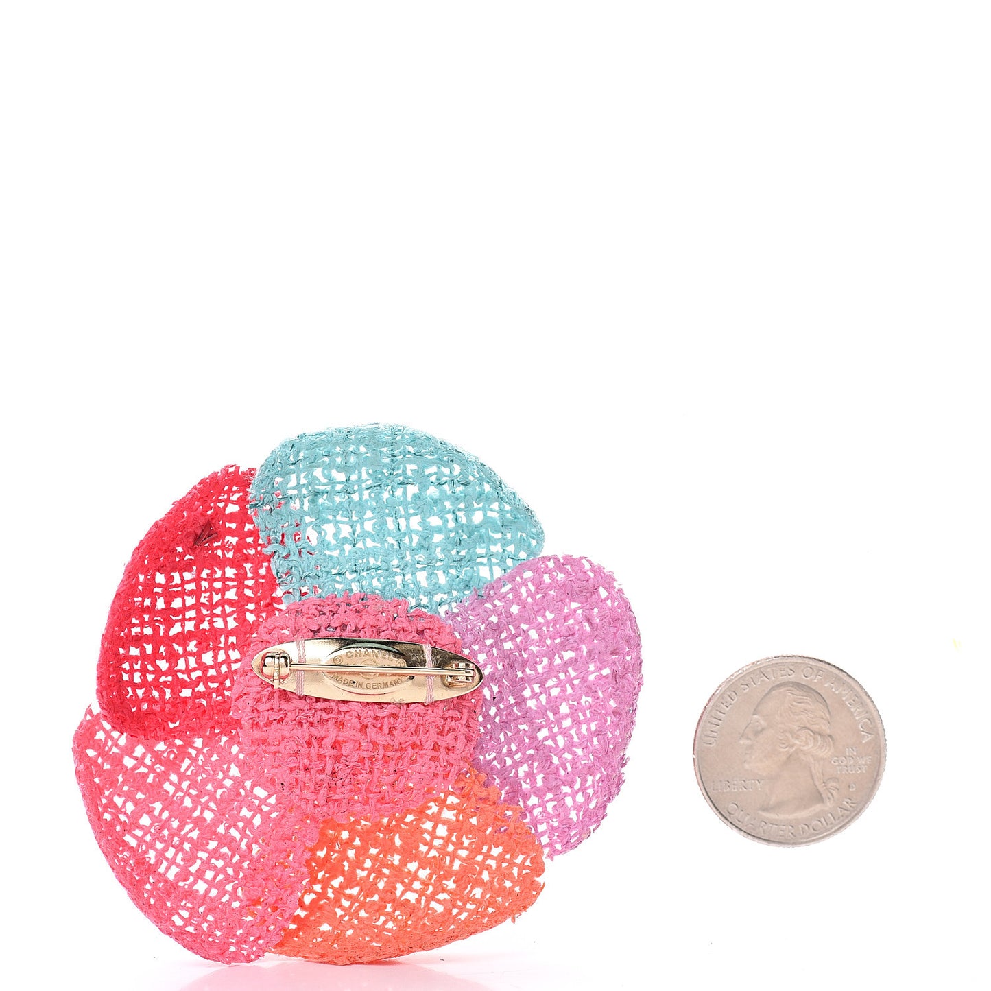 Tweed Camellia Brooch Multicolor