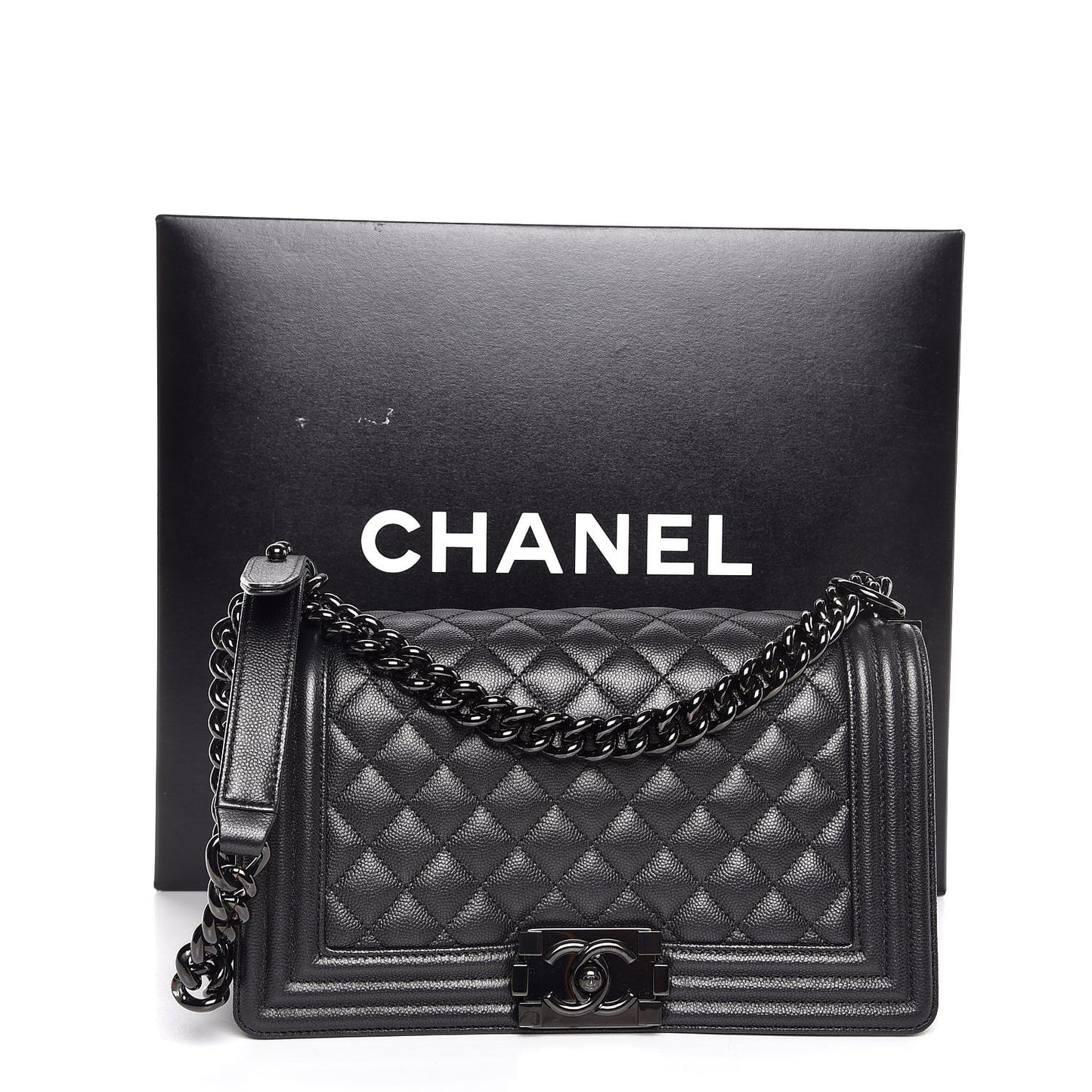 Caviar Quilted Medium Boy Flap So Black