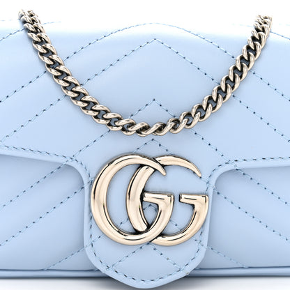 Gucci Calfskin Matelasse Super Mini GG Marmont Shoulder Bag Porcelain Light Blue 8 of 11