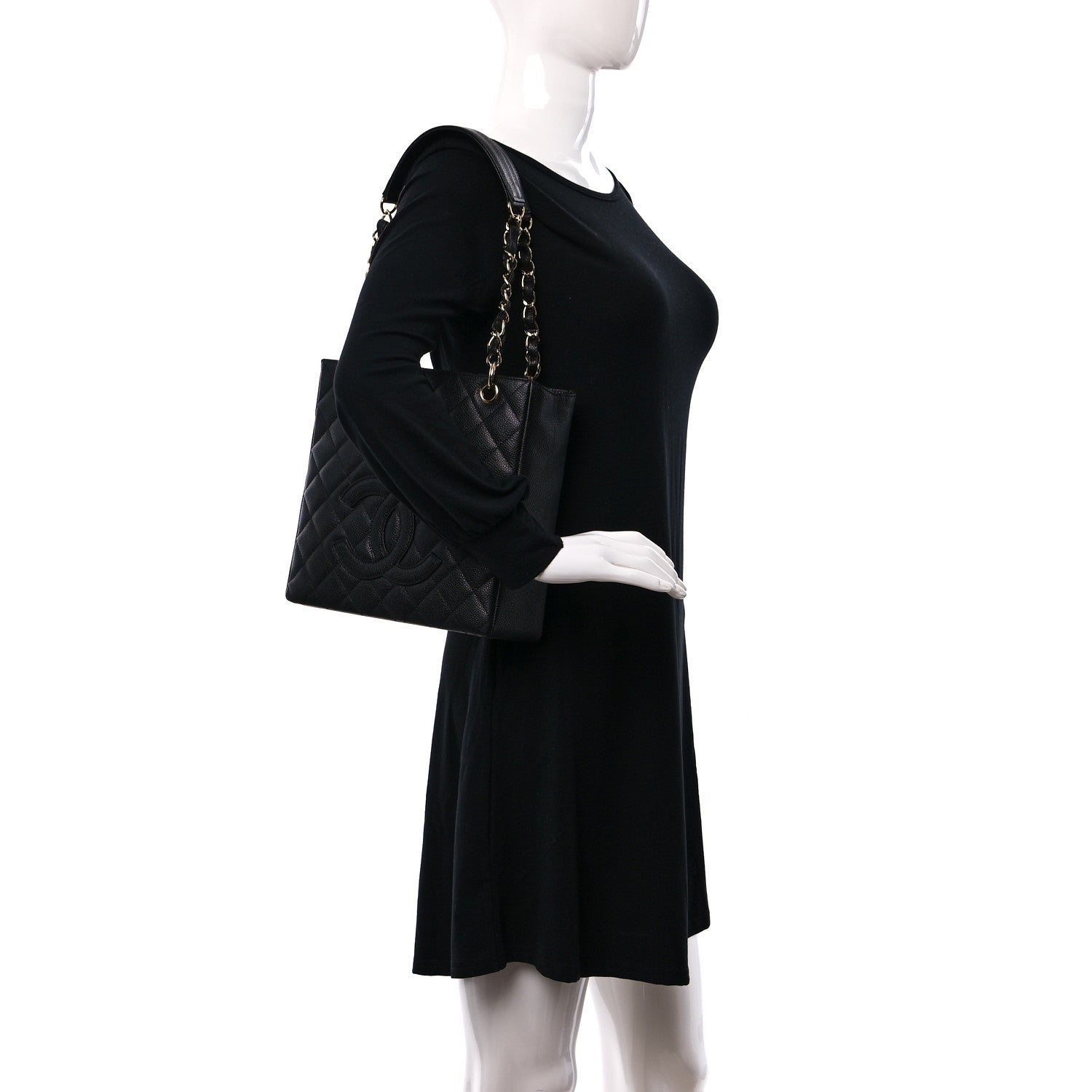 Chanel Caviar Quilted Petit Shopping Tote PST Black 2 of 10