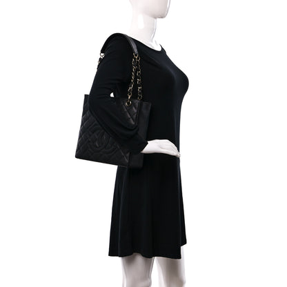 Chanel Caviar Quilted Petit Shopping Tote PST Black 2 of 10
