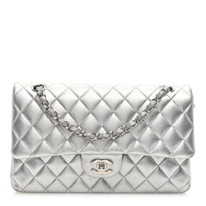 Chanel Metallic Lambskin Quilted Medium Double Flap Silver 1 of 11