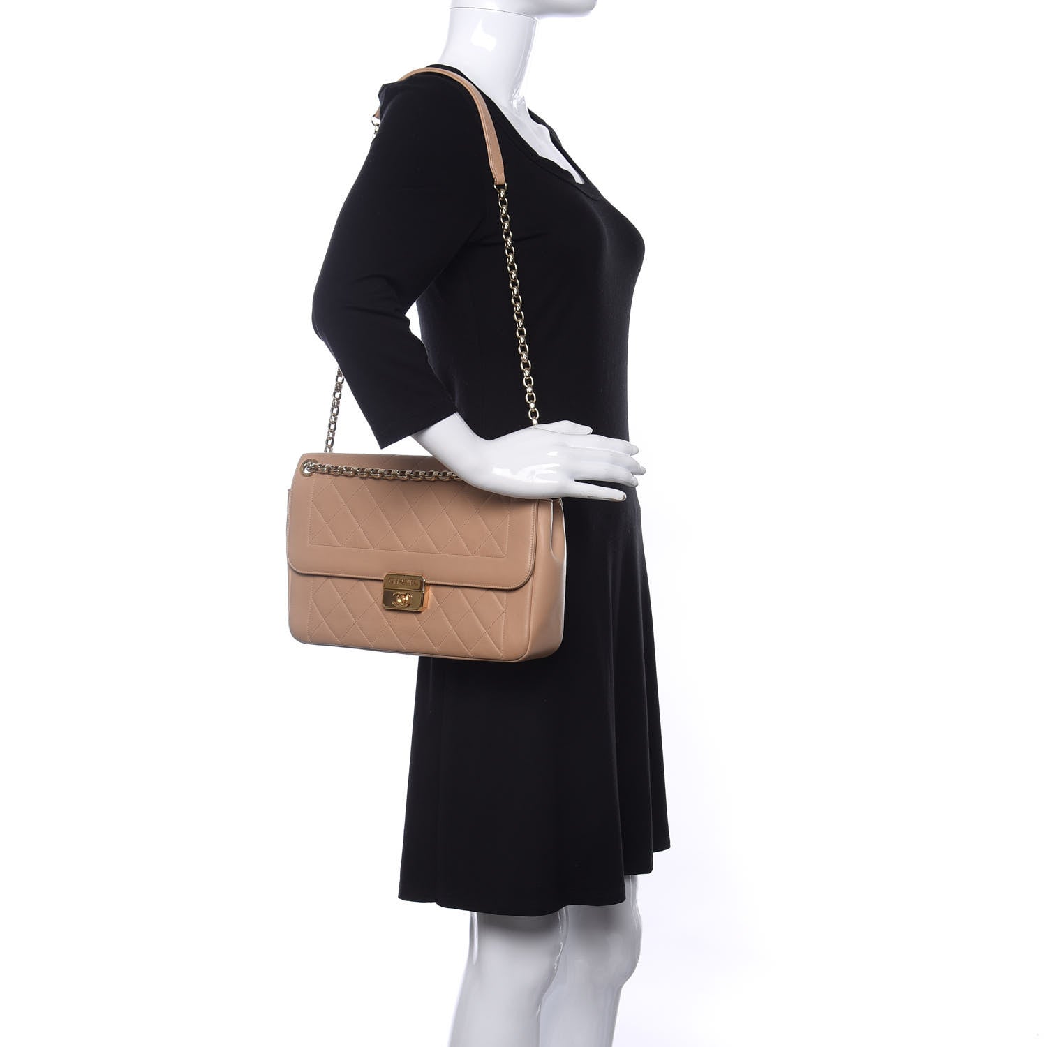 Chanel Lambskin Quilted Large Chic With Me Flap Beige 2 of 10