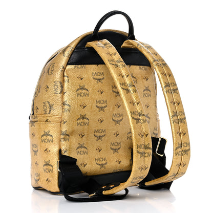 MCM Metallic Visetos Studded Small Dual Stark Backpack Gold 3 of 17