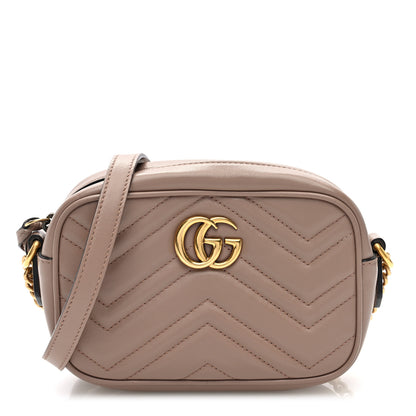Gucci Calfskin Matelasse Mini GG Marmont Chain Shoulder Bag Nude 1 of 10