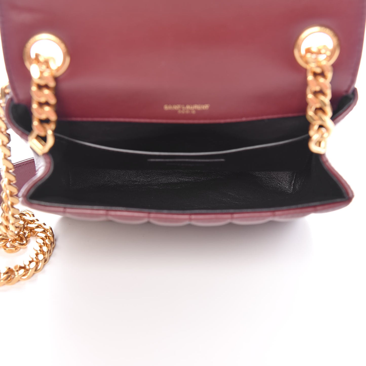 Lambskin Matelasse Monogram Medium Vicky Chain Bag Dark Legion Red