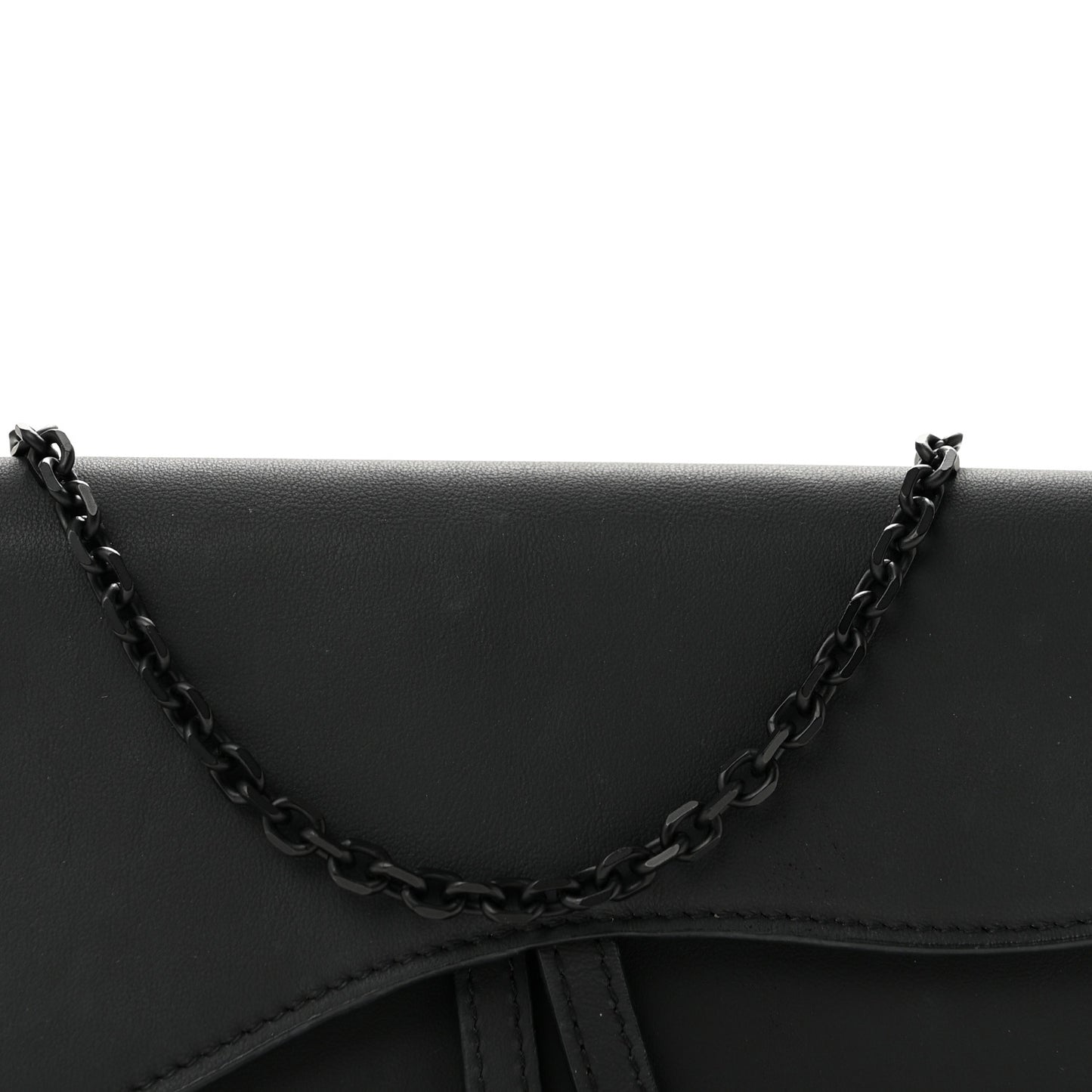 Ultra Matte Calfskin Saddle Chain Wallet Pouch Black