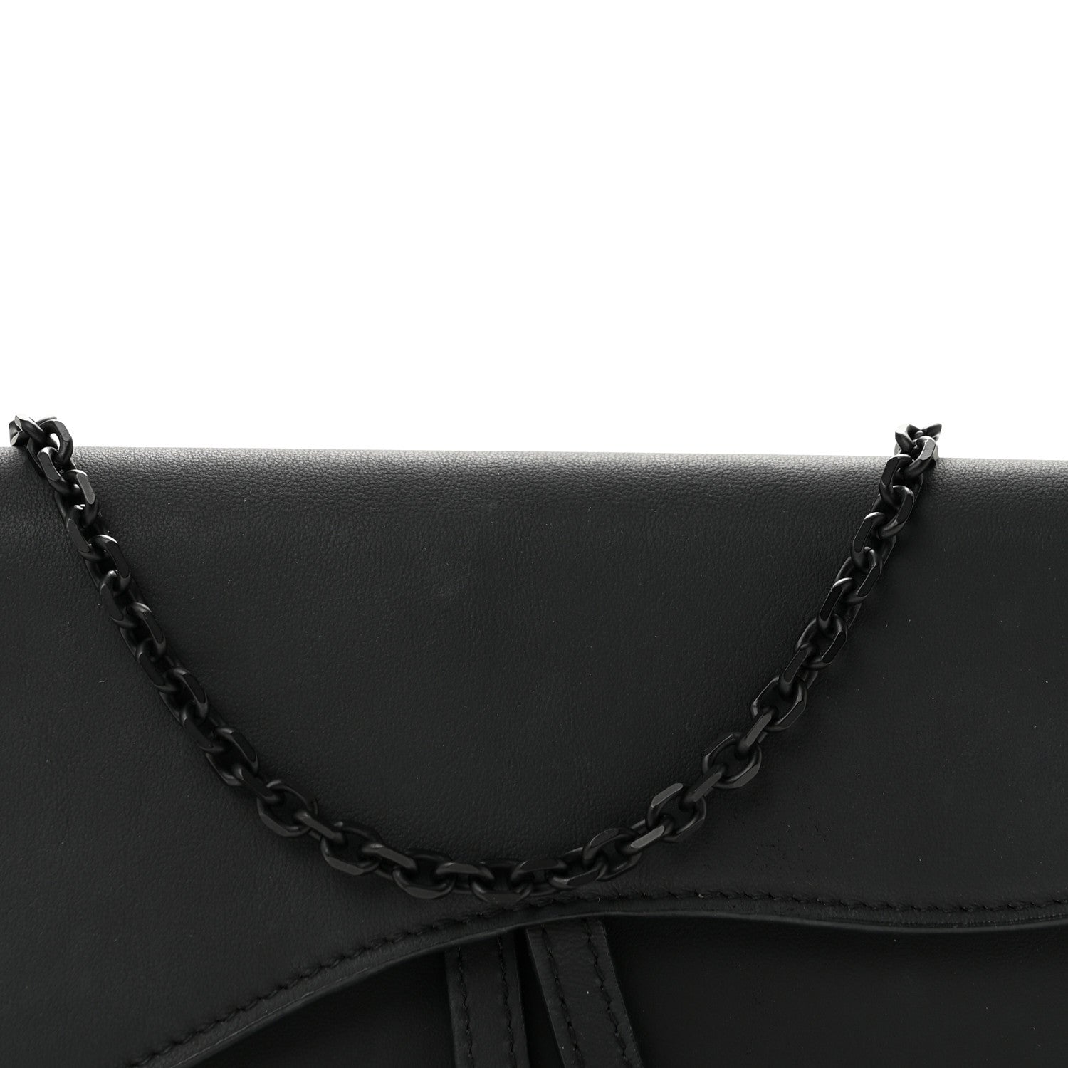 Christian Dior Ultra Matte Calfskin Saddle Chain Wallet Pouch Black 8 of 11