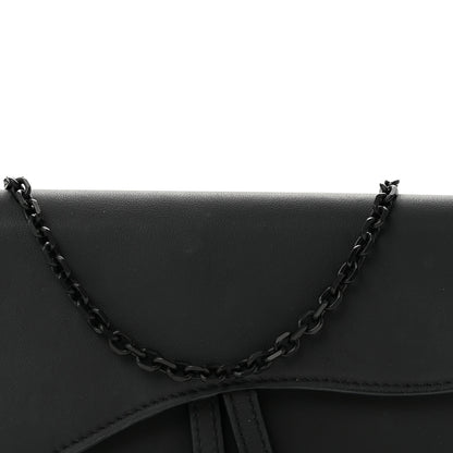 Christian Dior Ultra Matte Calfskin Saddle Chain Wallet Pouch Black 8 of 11