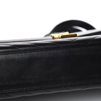 Saint Laurent Smooth Calfskin Matelasse Chevron Large Monogram Satchel Black 12 of 14