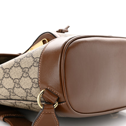 Gucci GG Supreme Monogram Azalea Calfskin Retro Interlocking G Buckle Backpack Beige Ebony Brown Sugar 9 of 11
