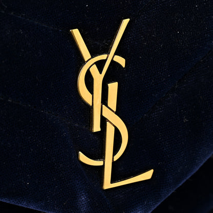 Saint Laurent Velvet Y Quilted Monogram Toy Loulou Crossbody Bag Navy 30 of 31