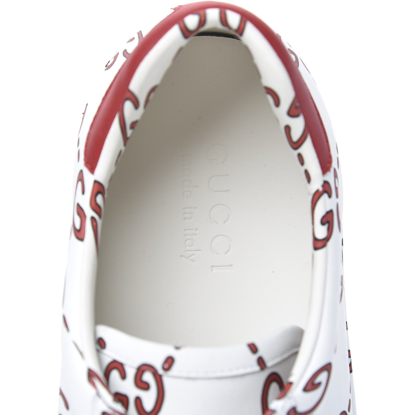 Calfskin GucciGhost Print Mens Ace Sneakers 9 White Hibiscus Red