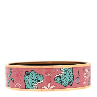 Hermes Enamel Printed Wide Les Léopards Bracelet 65 Rose Couture 3 of 4