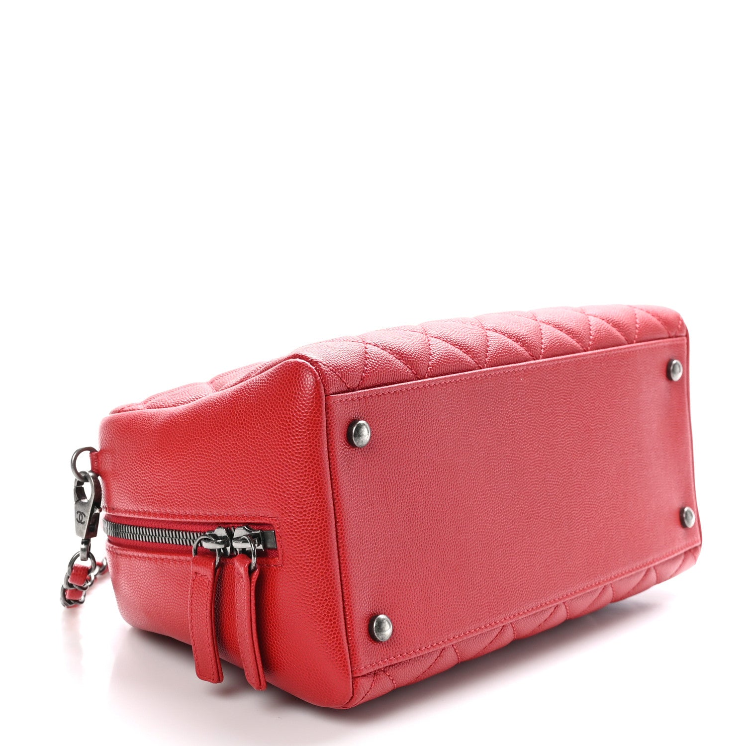 Chanel Caviar Quilted Small Coco Handle Bowling Bag Red 4 of 10