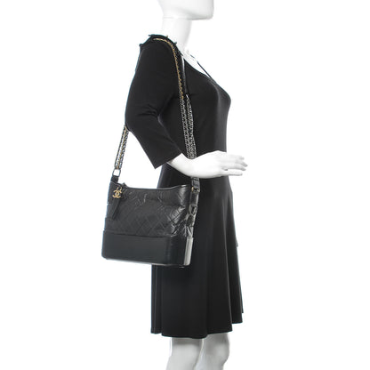 Chanel Aged Calfskin Quilted Medium Gabrielle Hobo Black 4 of 11