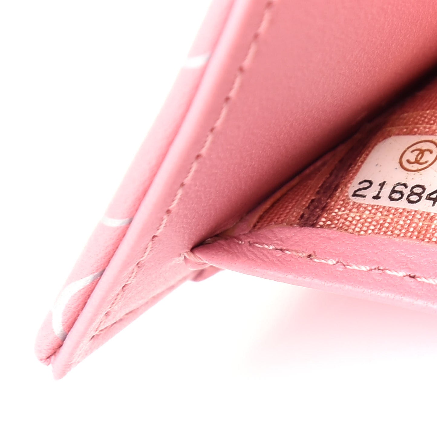 Lambskin Camellia Embossed French Wallet Pink