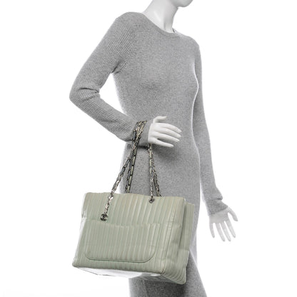 Chanel Lambskin Vertical Quilted Large Mademoiselle Tote Light Green 2 of 14