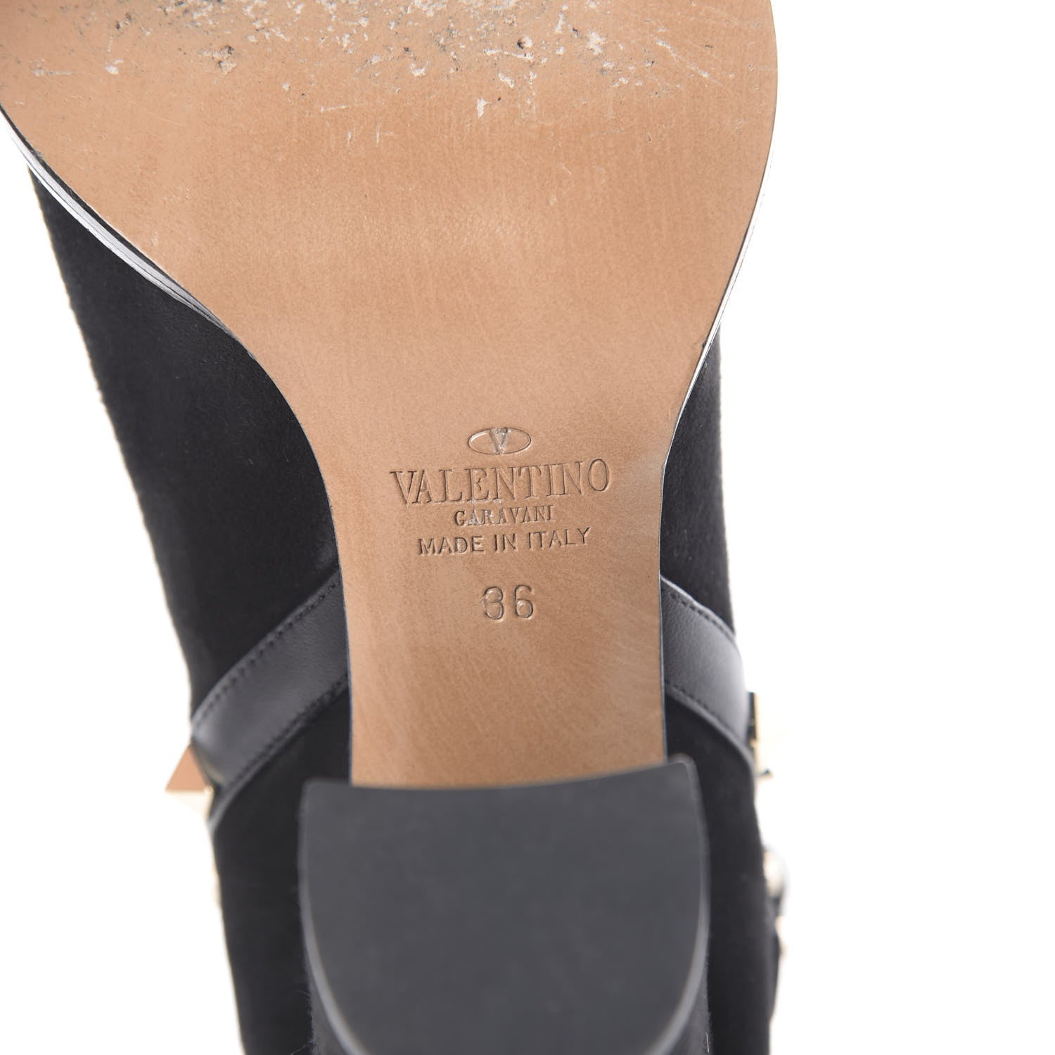 Valentino Garavani Suede Rockstud Double Buckle 100mm Block Heel Ankle Boots 36 Black 7 of 7