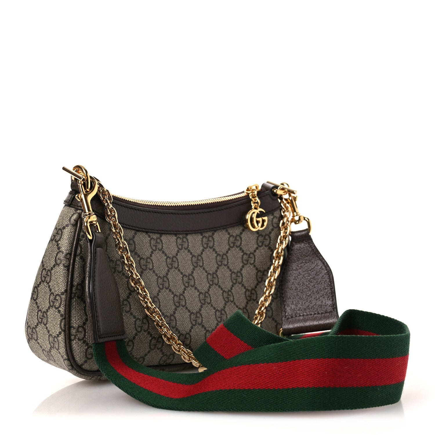 Gucci GG Supreme Monogram Textured Dollar Calfskin Web Small Ophidia GG Handbag Beige Ebony New Acero 3 of 11