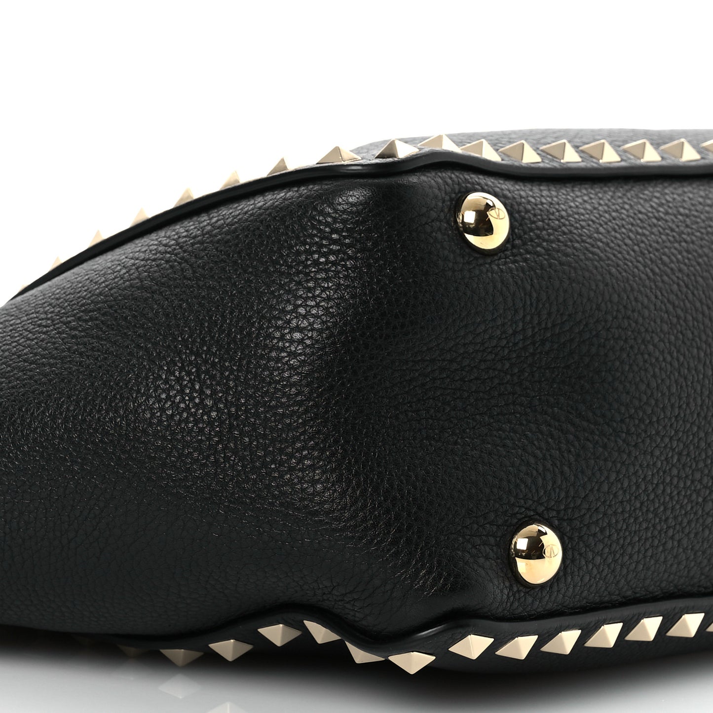 Grained Calfskin Small Rockstud Tote Black
