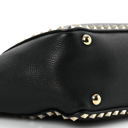 Valentino Garavani Grained Calfskin Small Rockstud Tote Black 8 of 9