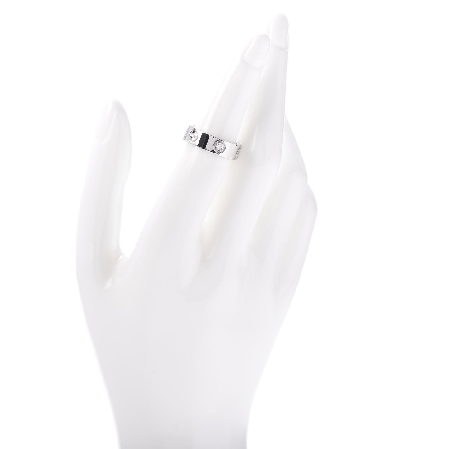 18K White Gold 3 Diamond 5.5mm LOVE Ring 51 5.75