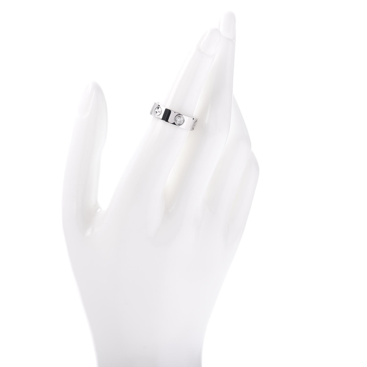 Cartier 18K White Gold 3 Diamond 5.5mm LOVE Ring 51 5.75 2 of 4