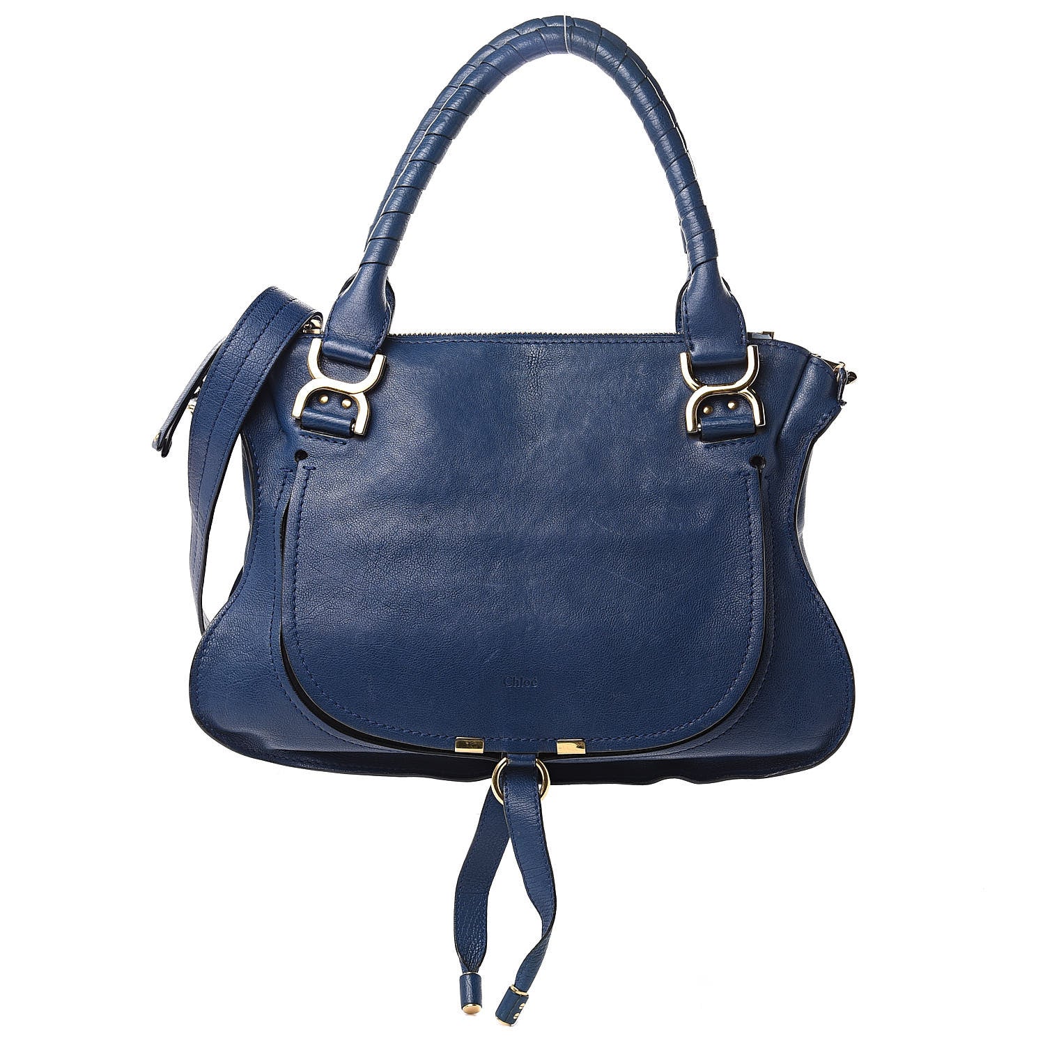Chloe Natural Grain Calfskin Medium Marcie Nude Satchel Factory Blue 1 of 17