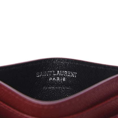 Saint Laurent Grain De Poudre Matelasse Chevron Monogram Credit Card Case Palissandre 6 of 8