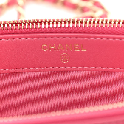 Chanel Metallic Sheepskin Quilted Small Vintage Mademoiselle Clutch With Chain Pink 8 of 13