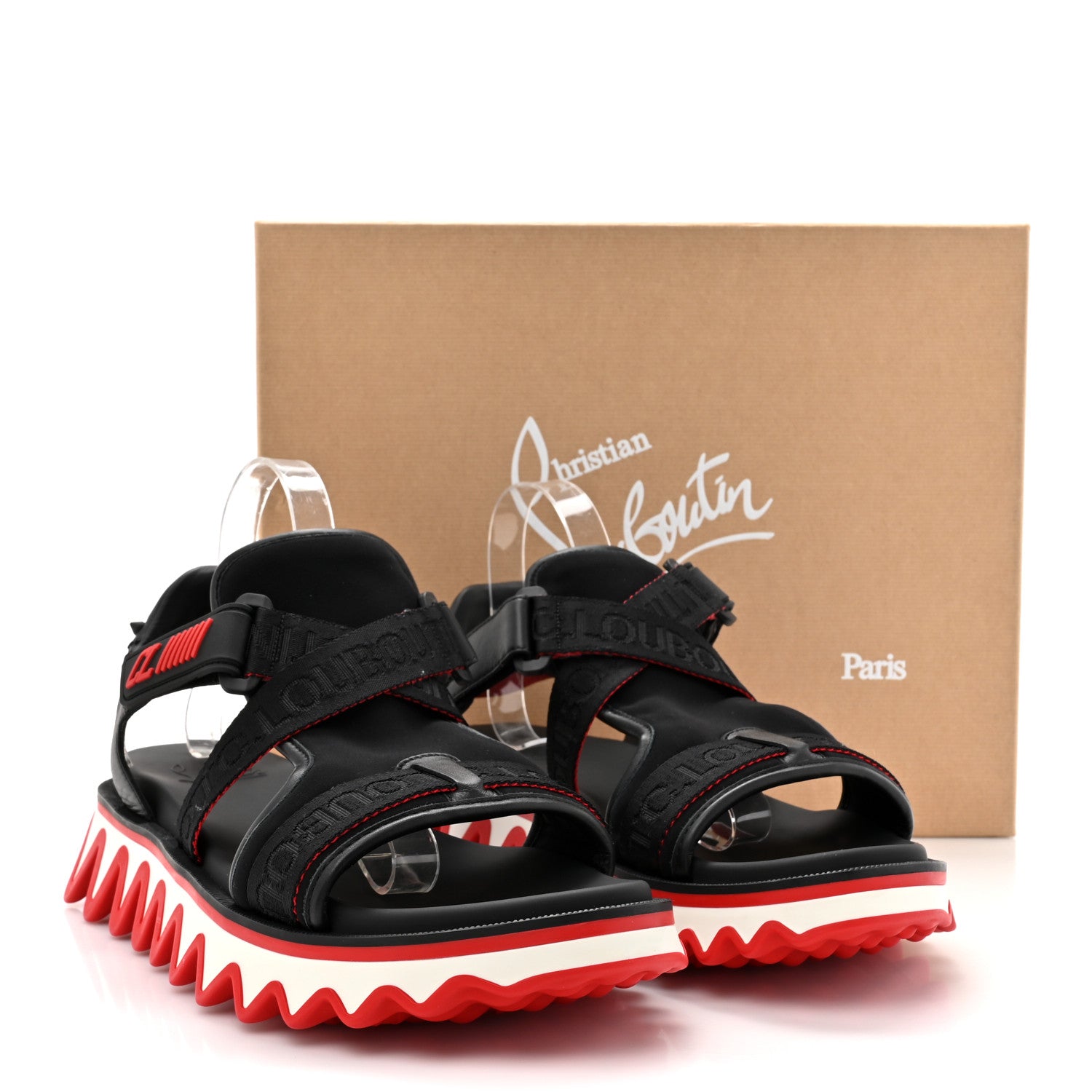 Christian Louboutin Calfskin Neoprene Mens Summer Loubishark Sandals 44 Black 9 of 9