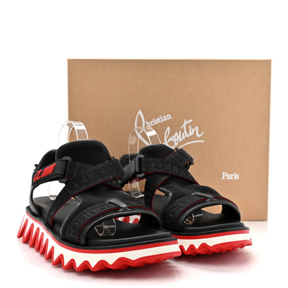 Christian Louboutin Calfskin Neoprene Mens Summer Loubishark Sandals 44 Black 9 of 9