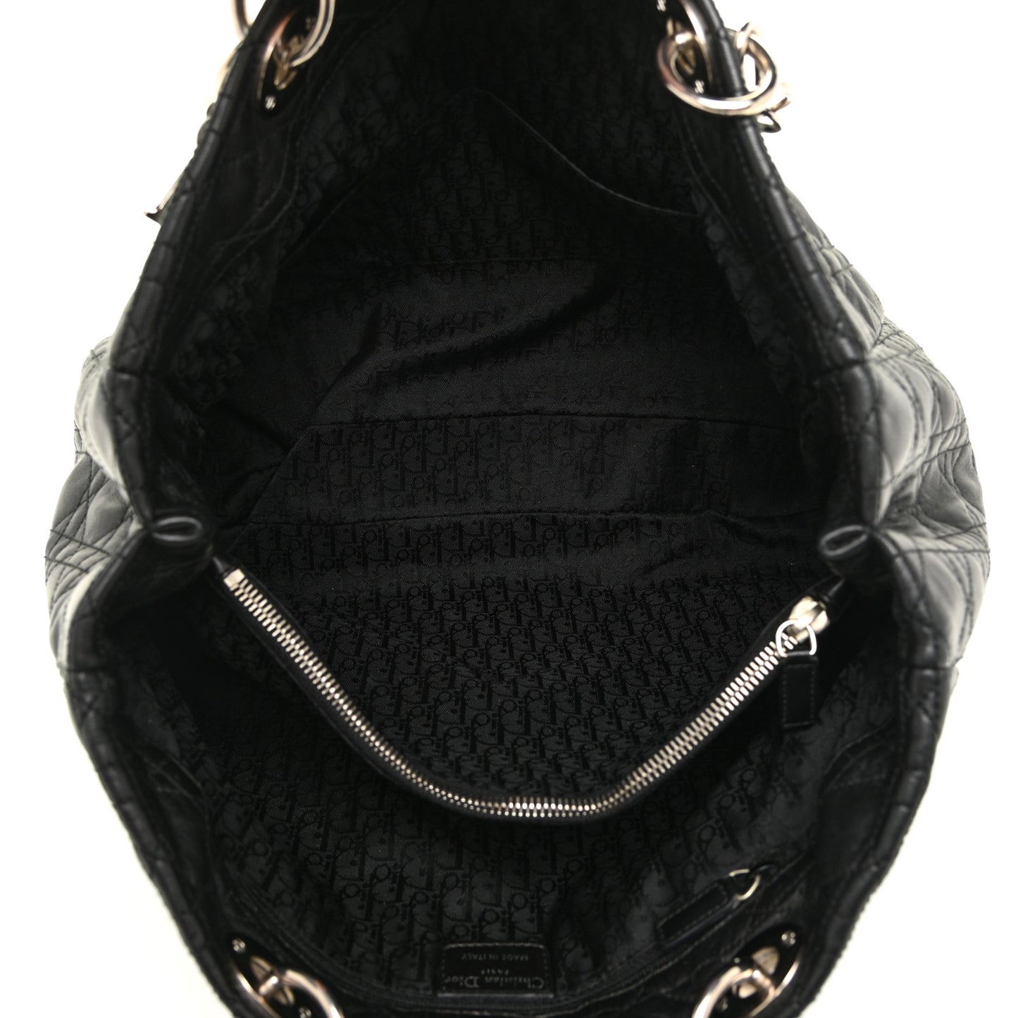 Lambskin Cannage Large Dior Soft Shopping Tote Black
