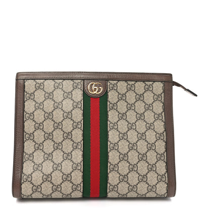 Gucci GG Supreme Monogram Web Ophidia Pouch Brown 1 of 9