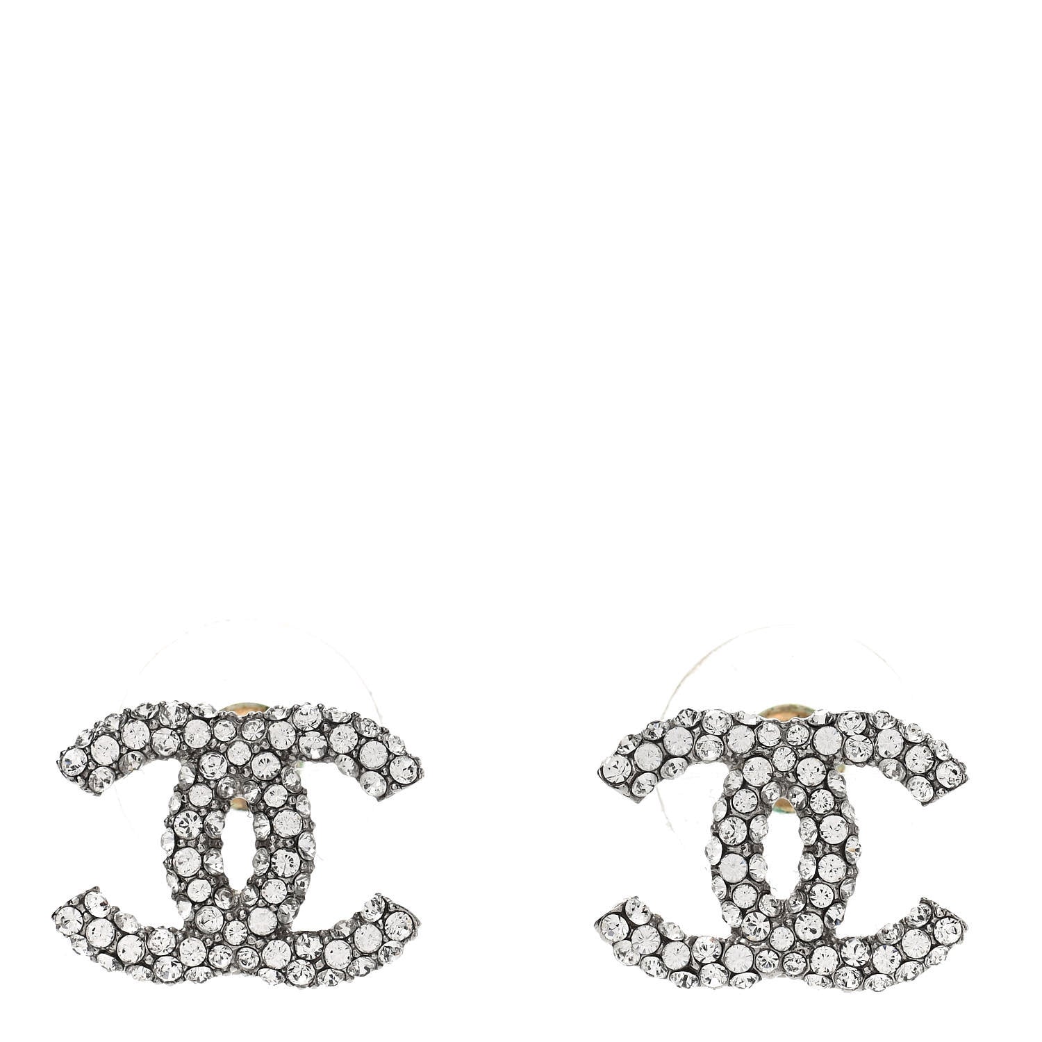 Chanel Crystal CC Earrings Silver 1 of 5