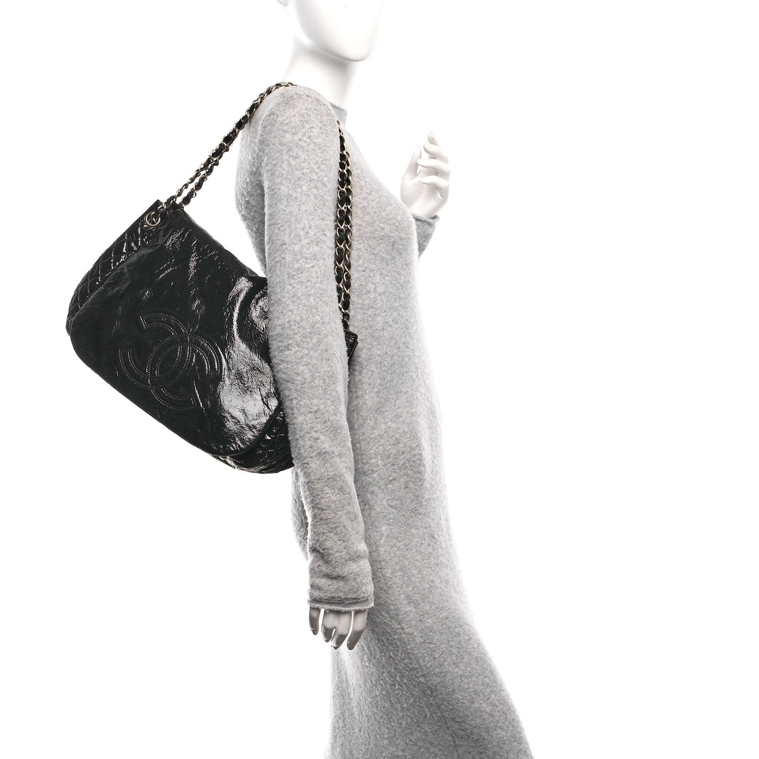 Chanel Vinyl XL Rock and Chain Flap Black 2 of 12