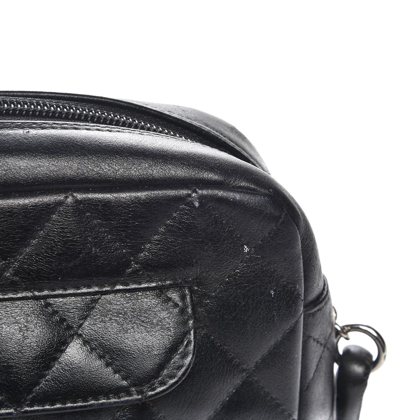 Calfskin Quilted Cambon Camera Case Black