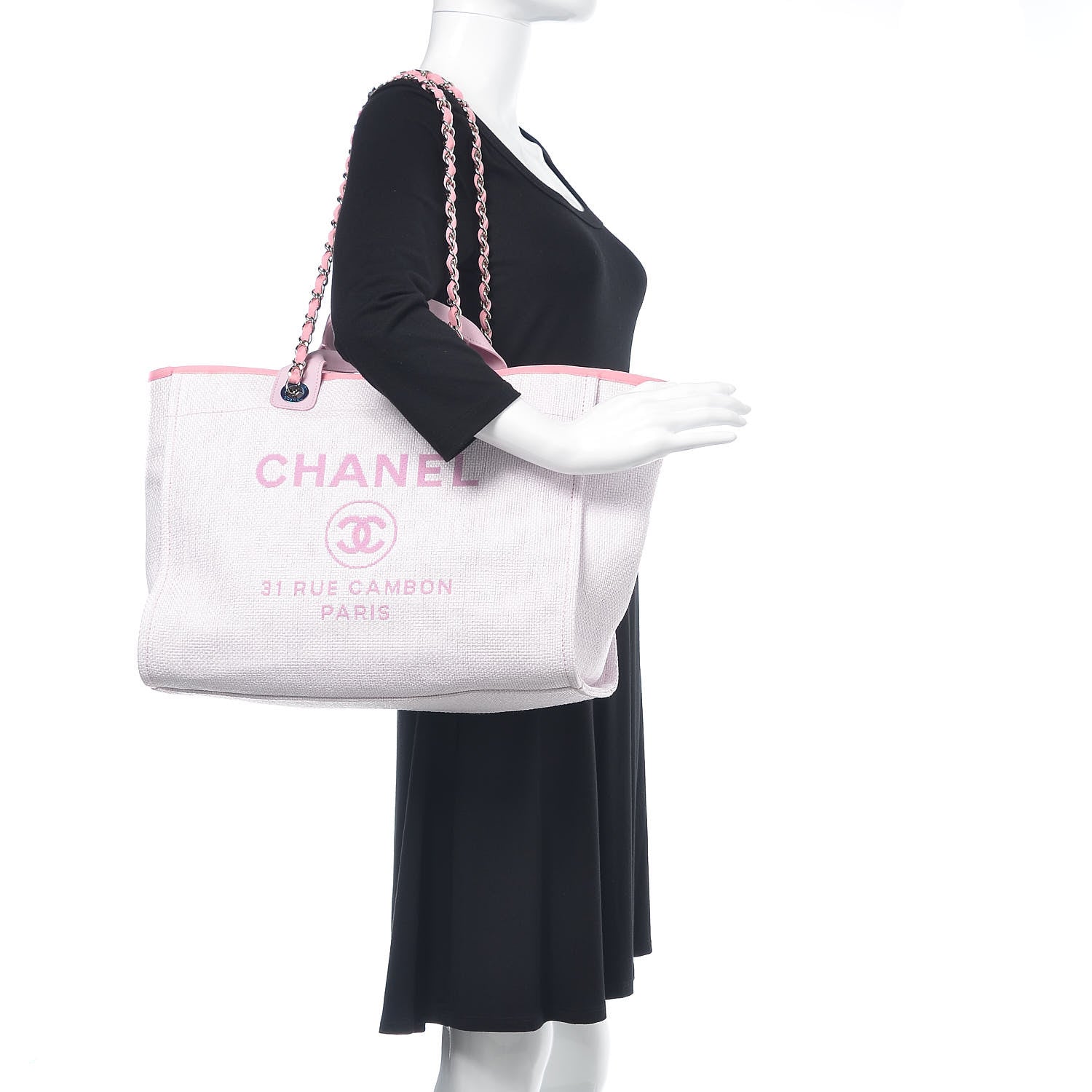 Chanel Woven Straw Raffia Medium Deauville Tote Pink 2 of 16