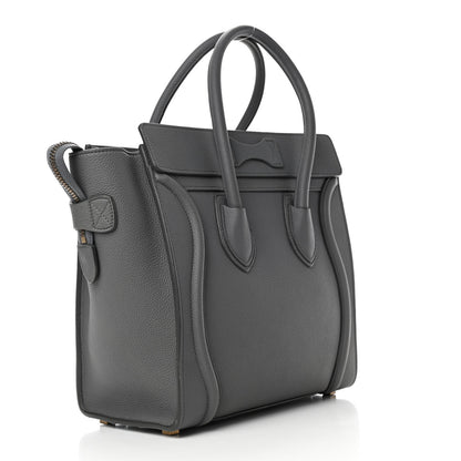 Celine Drummed Calfskin Micro Luggage Kohl 2 of 4