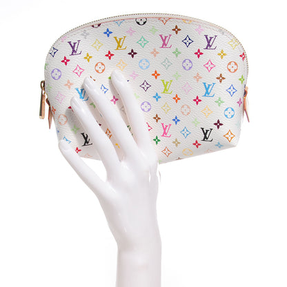Louis Vuitton Monogram Multicolor Cosmetic Pouch White Litchi 2 of 8