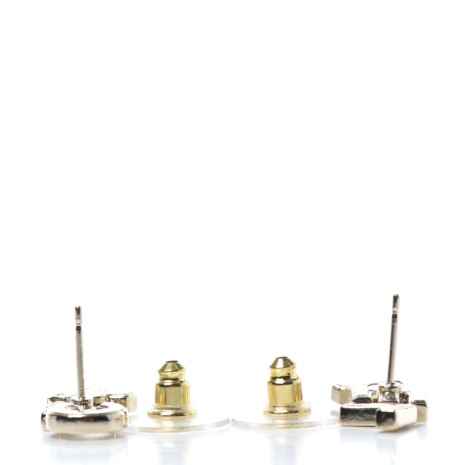 Chanel Crystal Pearl Signature Stud Earrings Gold 3 of 4