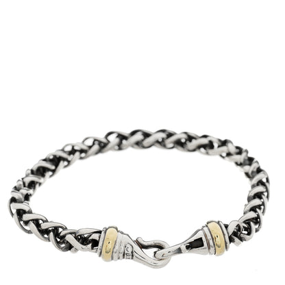 David Yurman Sterling Silver 14K Yellow Gold 6mm Wheat Chain Bracelet 1 of 4