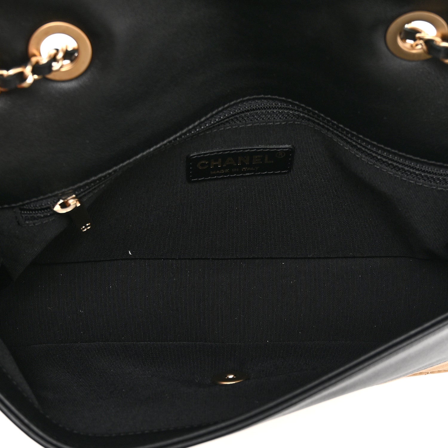 Chanel Lambskin Quilted Medium Graphic Flap Beige Black 5 of 11