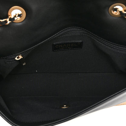 Chanel Lambskin Quilted Medium Graphic Flap Beige Black 5 of 11