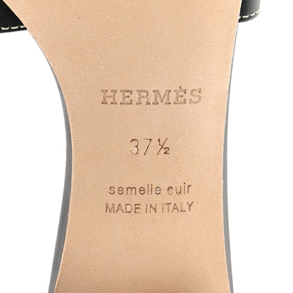 Hermes Calfskin Oasis Sandals 37.5 Black 6 of 8