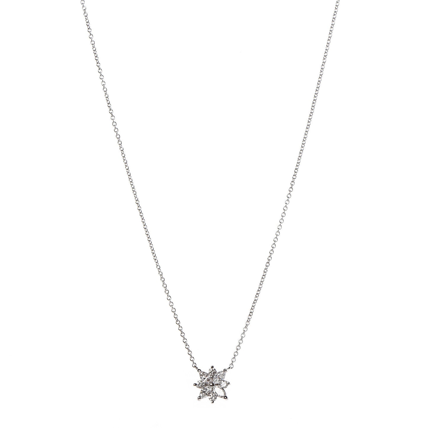 Platinum Diamond Victoria Cluster Pendant Necklace